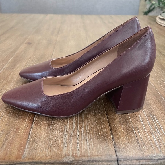 Naturalizer 27 Edit Licia Leather Pumps Women’s 5.5 Purple Maroon Career Office - Picture 1 of 10